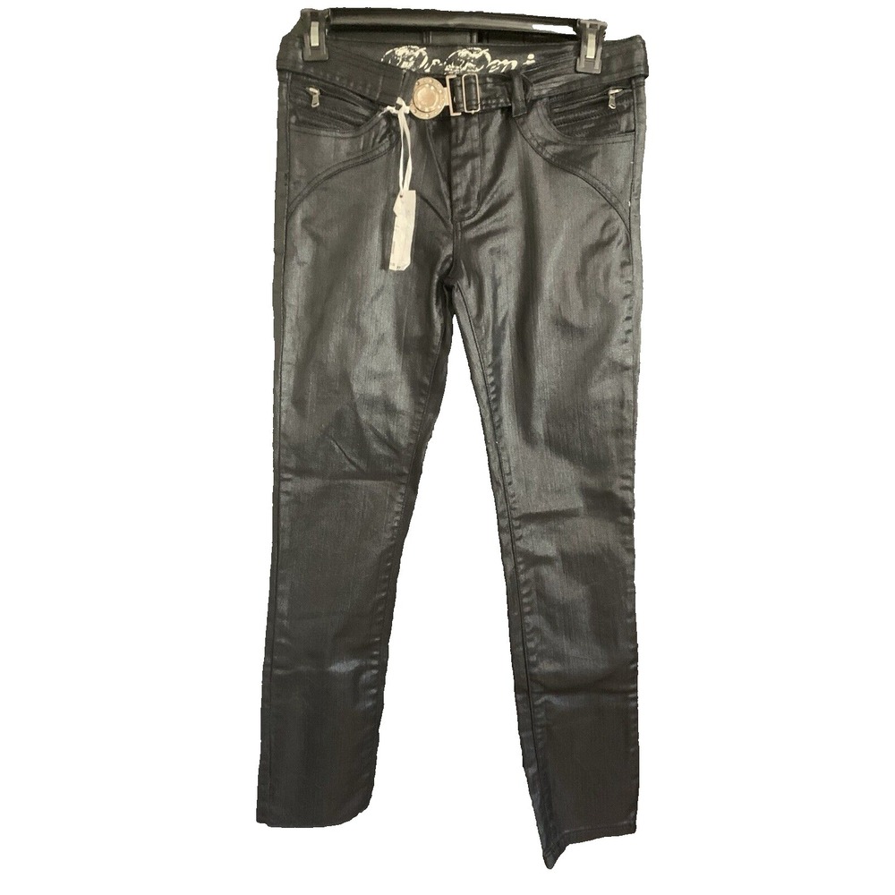 Vintage 1990's Do Denim New York Women's Black Waxed Denim Size 29 x 32 Y2K